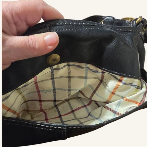 Coach Bleecker Tattersall Black Leather Hobo Bag/Satchel - Picture 4 of 7